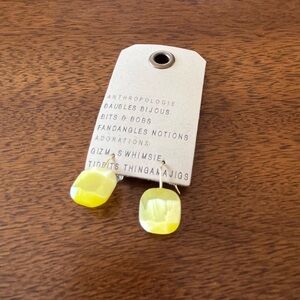 Anthropologie Lemon Yellow Faceted Drop Earrings